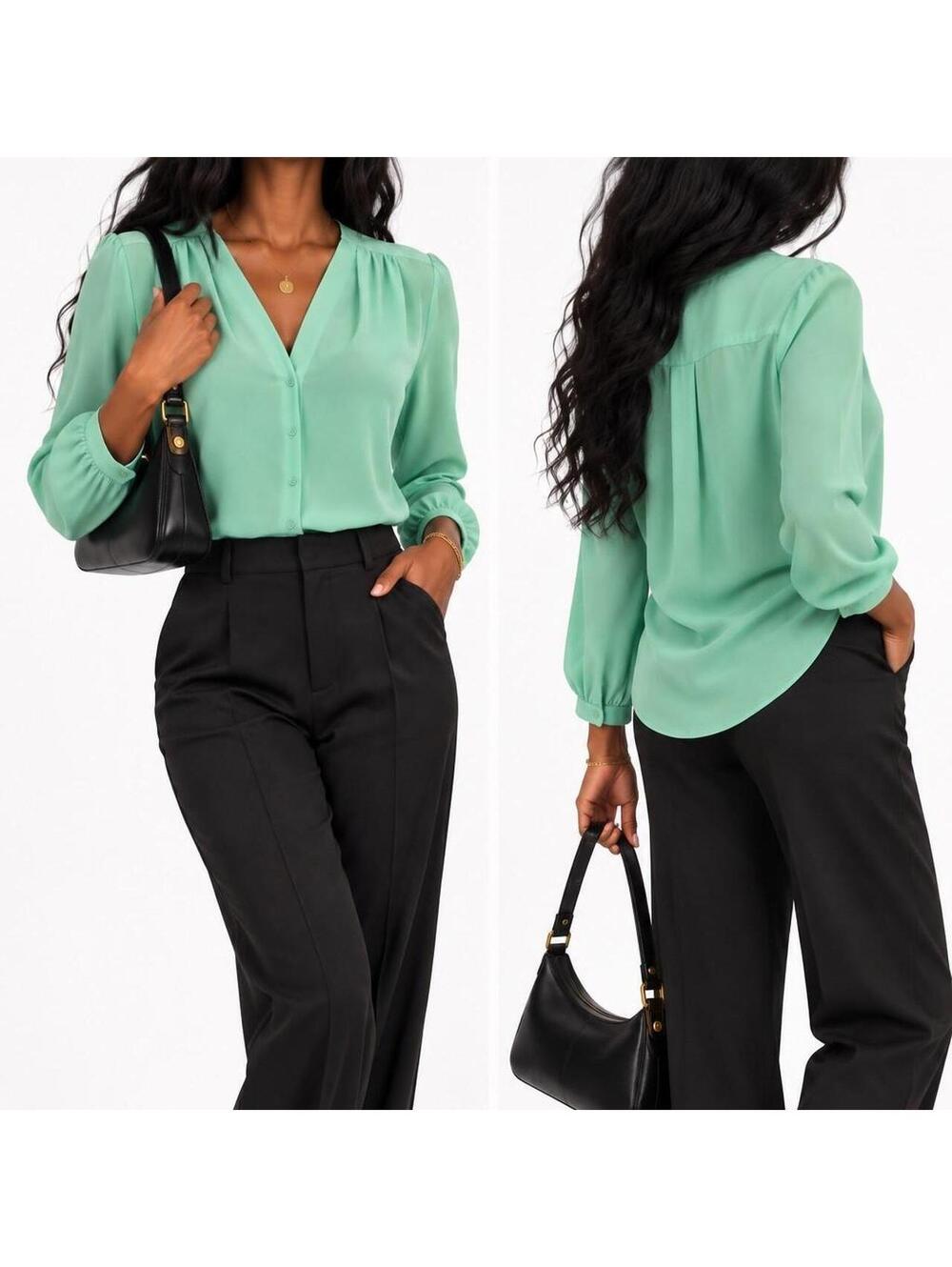 Y2K Office Siren Mint Blouse | Charming Charlie L